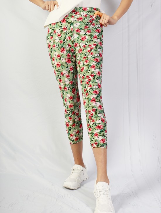 Floral Pattern Capri Stretch Legging